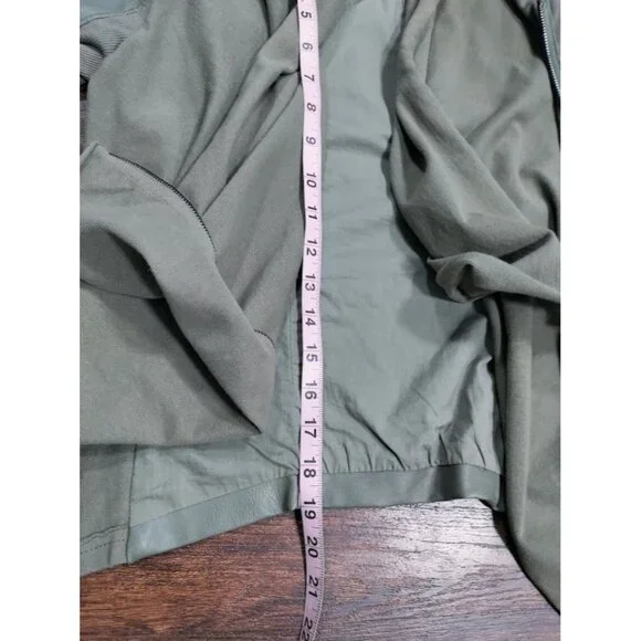 Blank NYC Faux Suede Leather Draped Moto Asymmetrical Jacket Green XS - Picture 12 of 15